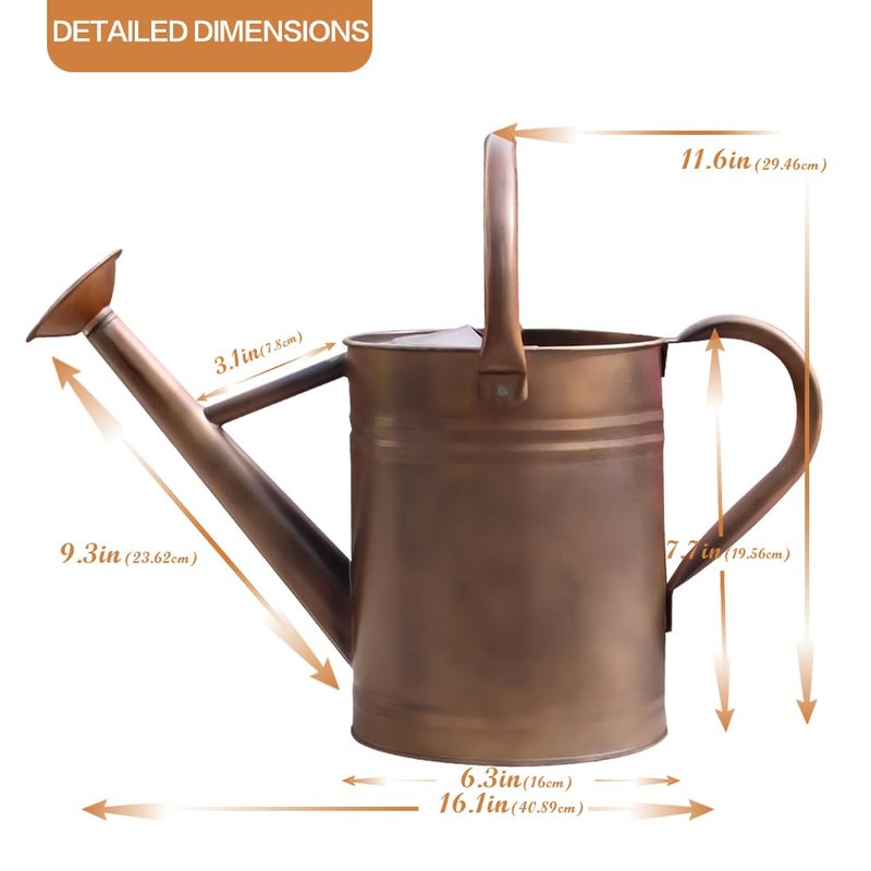 yourjoy Galvanized Metal Watering Can, One Gallon Watering Cans for Outdoor Indoor Garden Plants Watering with Luminous Panit - Image 3